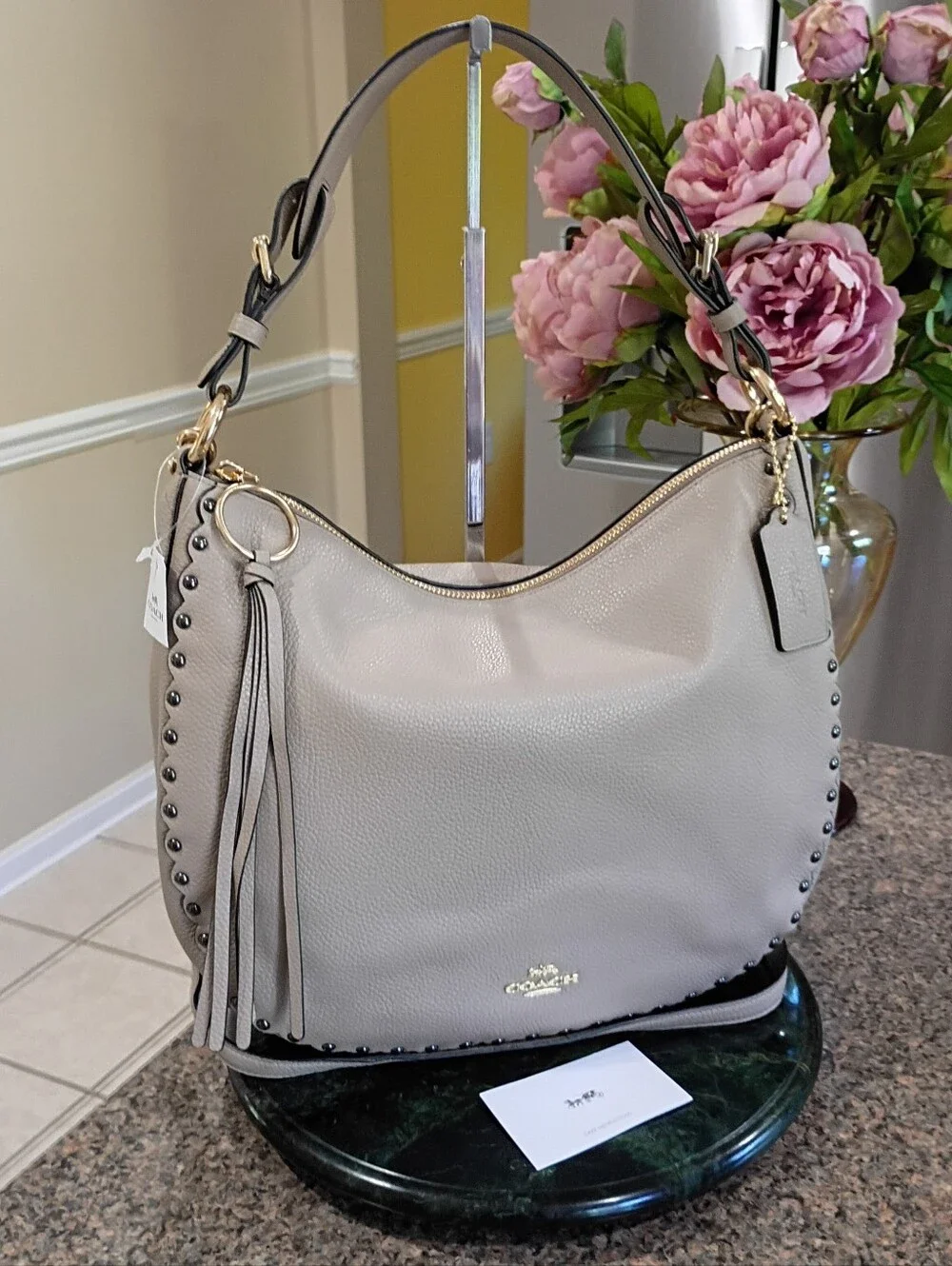NWT Coach Sutton Hobo Scallop Rivets